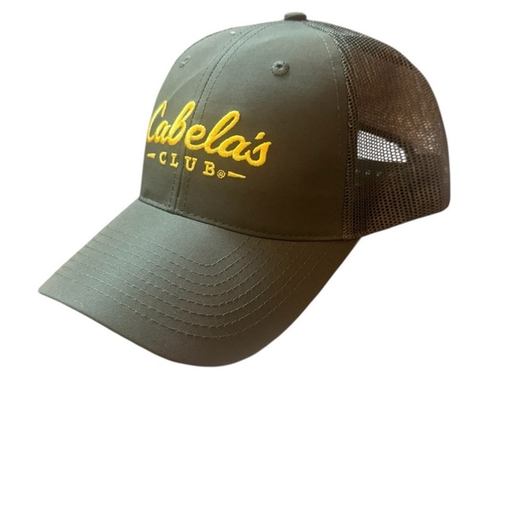 NEW! CABELA CAMP Canvas Mesh Snap Back Men’s Adjustable Olive Trucker Cap Hat OS - Picture 2 of 9